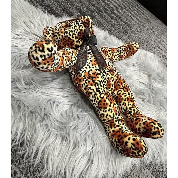 Vintage King Plush Bear made of Leopard Fabric Ear‎ Tag 13" - Picture 2 of 4